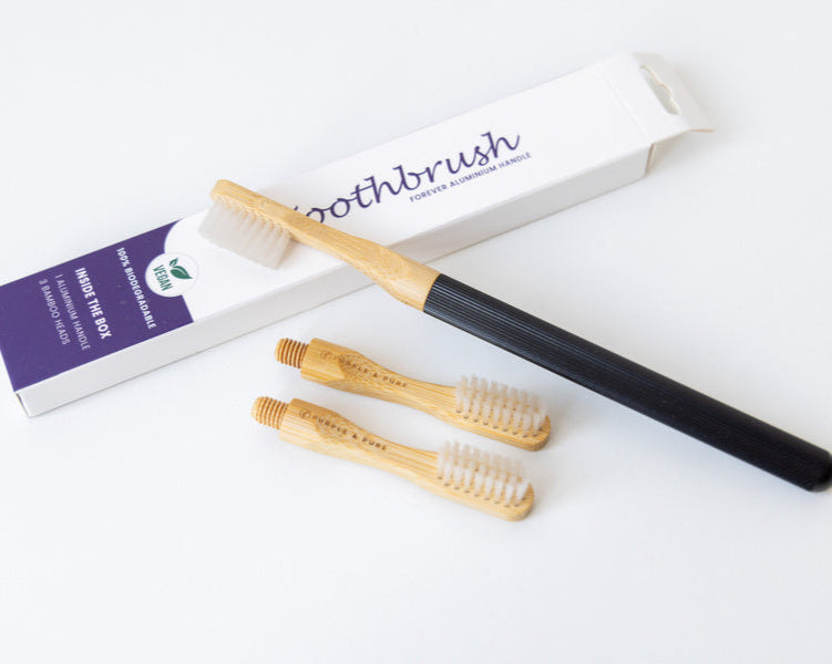 Replaceable Bamboo Toothbrush Aluminum Handle - Plant Based Bristles