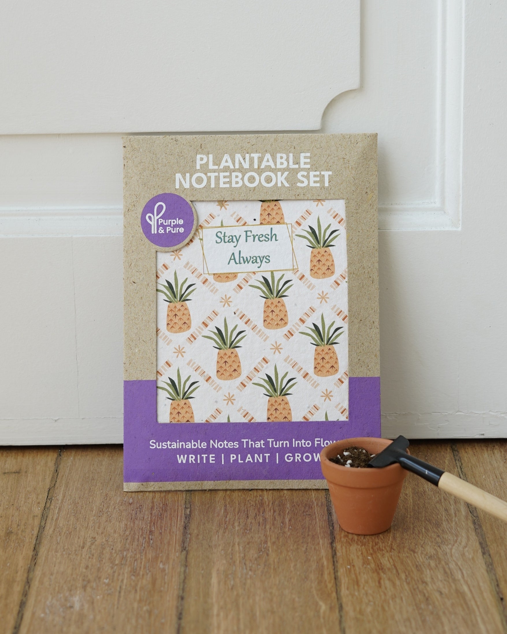 Pineapple Pop Plantable Notebook Set – Purple & Pure