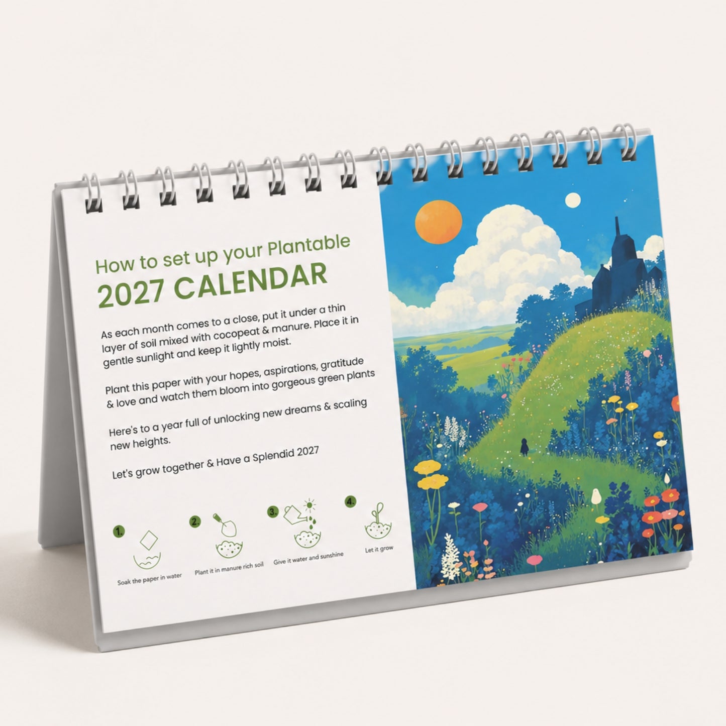Plantable  Stand Calendar - Metal Wire