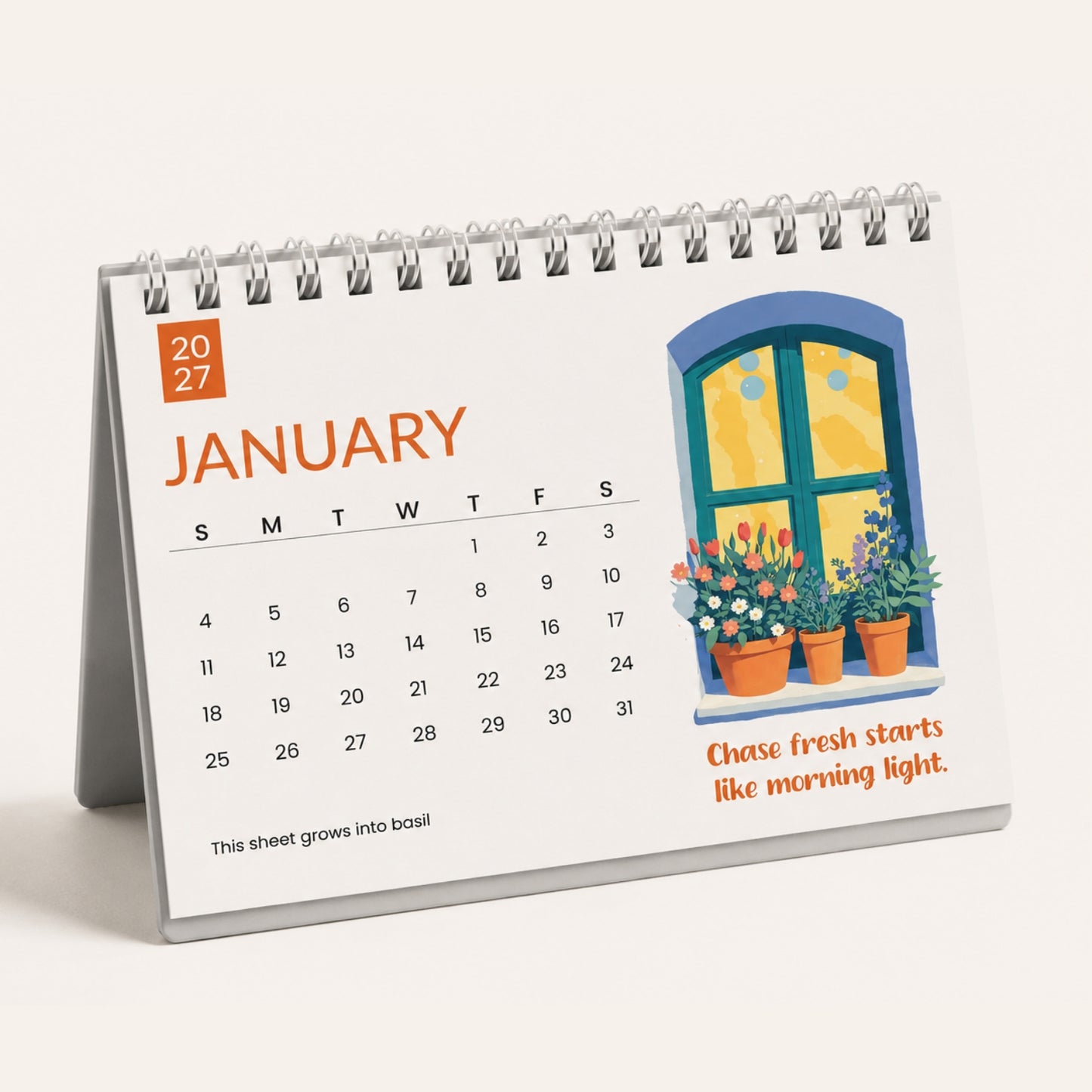 Plantable  Stand Calendar - Metal Wire