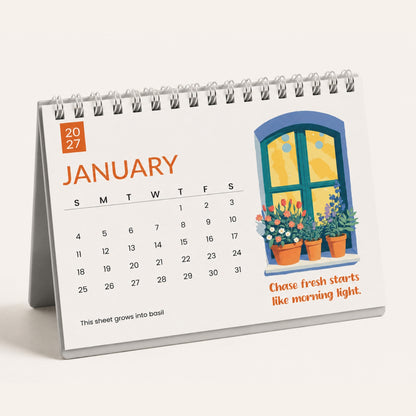 Plantable  Stand Calendar - Metal Wire