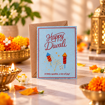 Gulnaar plantable Diwali greeting card, seed paper festive card that grows