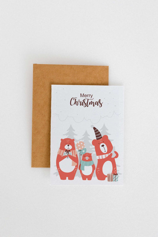 Plantable Greeting Card - Xmas Wish Bear Family