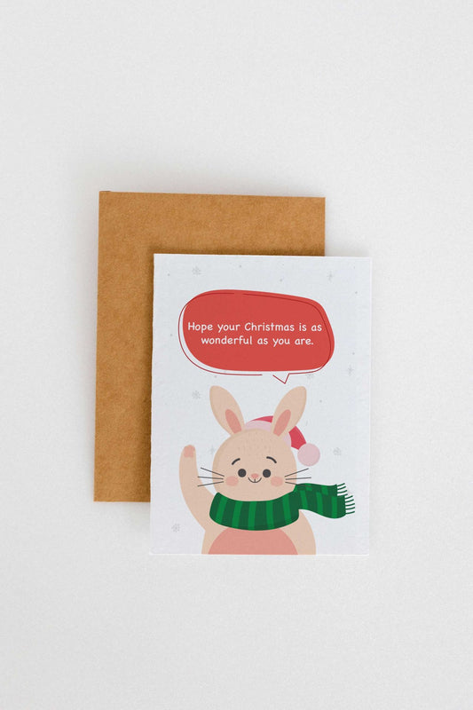 Plantable Greeting Card - Xmas Wish Jolly Bunny