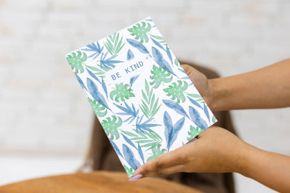 tropical plantable seed notebook cover with paper embedded with basil seeds, plantable gift ideas