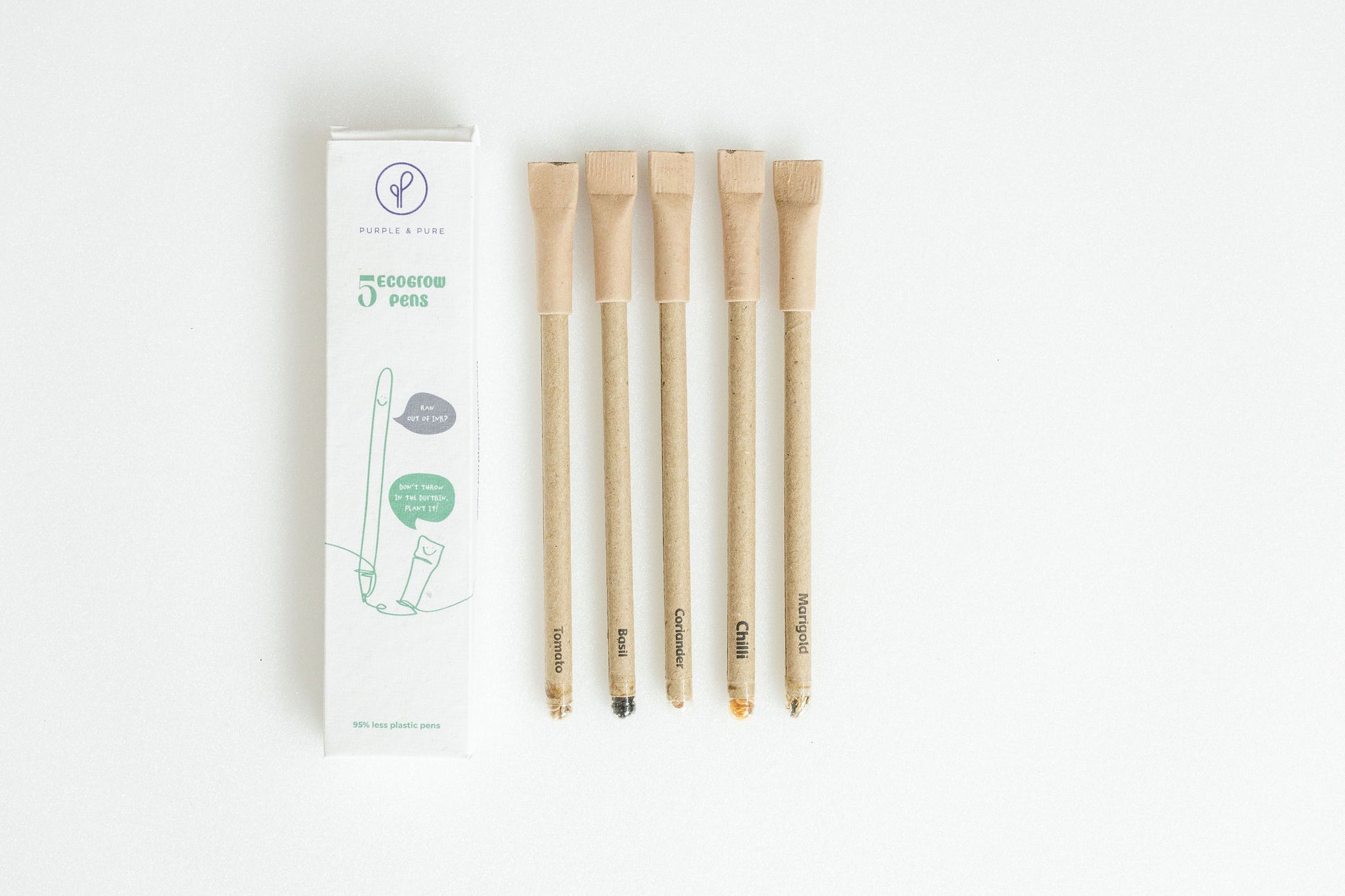 5 pens inside the ecogrow pen gift box, plantable gifts