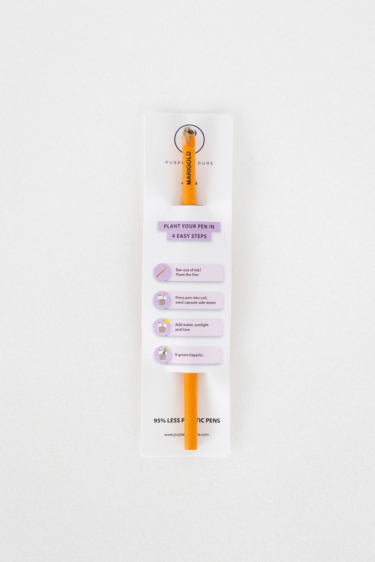 plantable corporate gifts, marigold ecogrow seed pencils of purple & pure