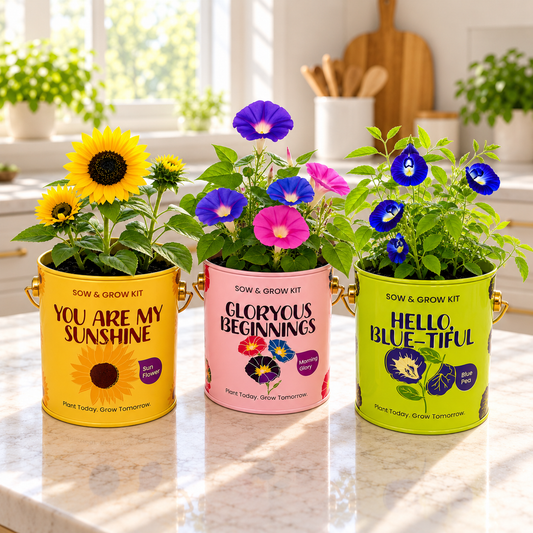 Sow & Grow Kit (Mini) – Blue Pea + Sunflower + Morning Glory