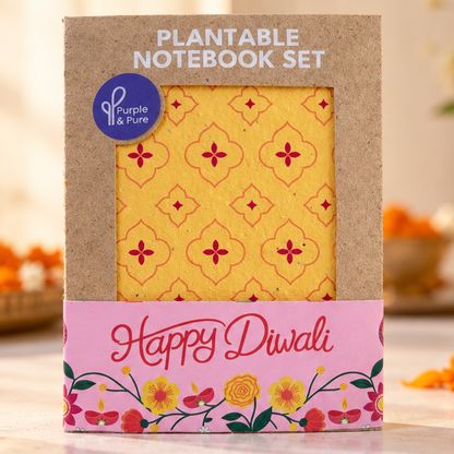 Plantable Diwali notebook set in Gulnaar design, seed paper notebook gift