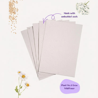 A4 Wildflower Seed Paper Sheets Pack of 10 | Plantable DIY Craft Paper Singapore | Purple & Pure